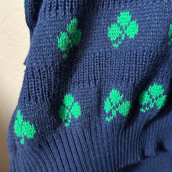 Quill’s woollen market Ireland shamrock print knit sweater stretch no size tag - Picture 2 of 5